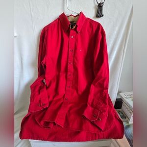 Tommy Hilfiger Mens button down long sleeve red dress shirt Sz L